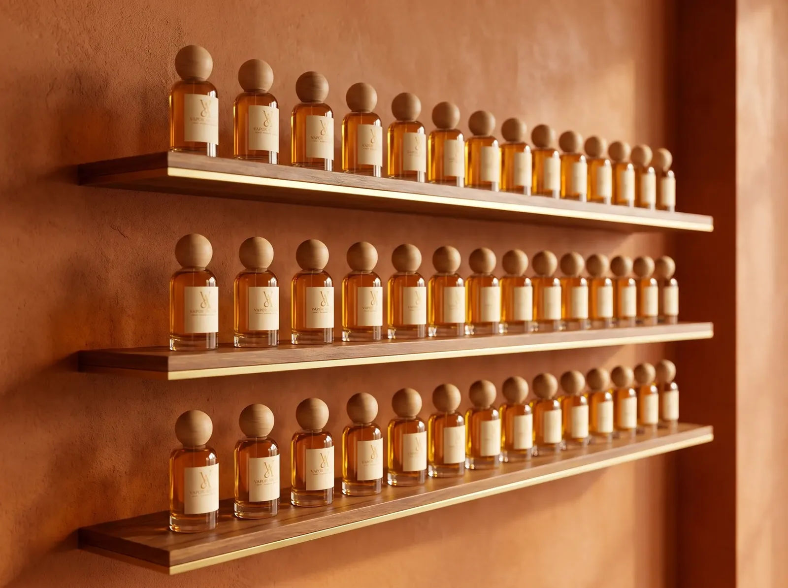Vapor Archive perfume oil bottles on the shelf in Lagos